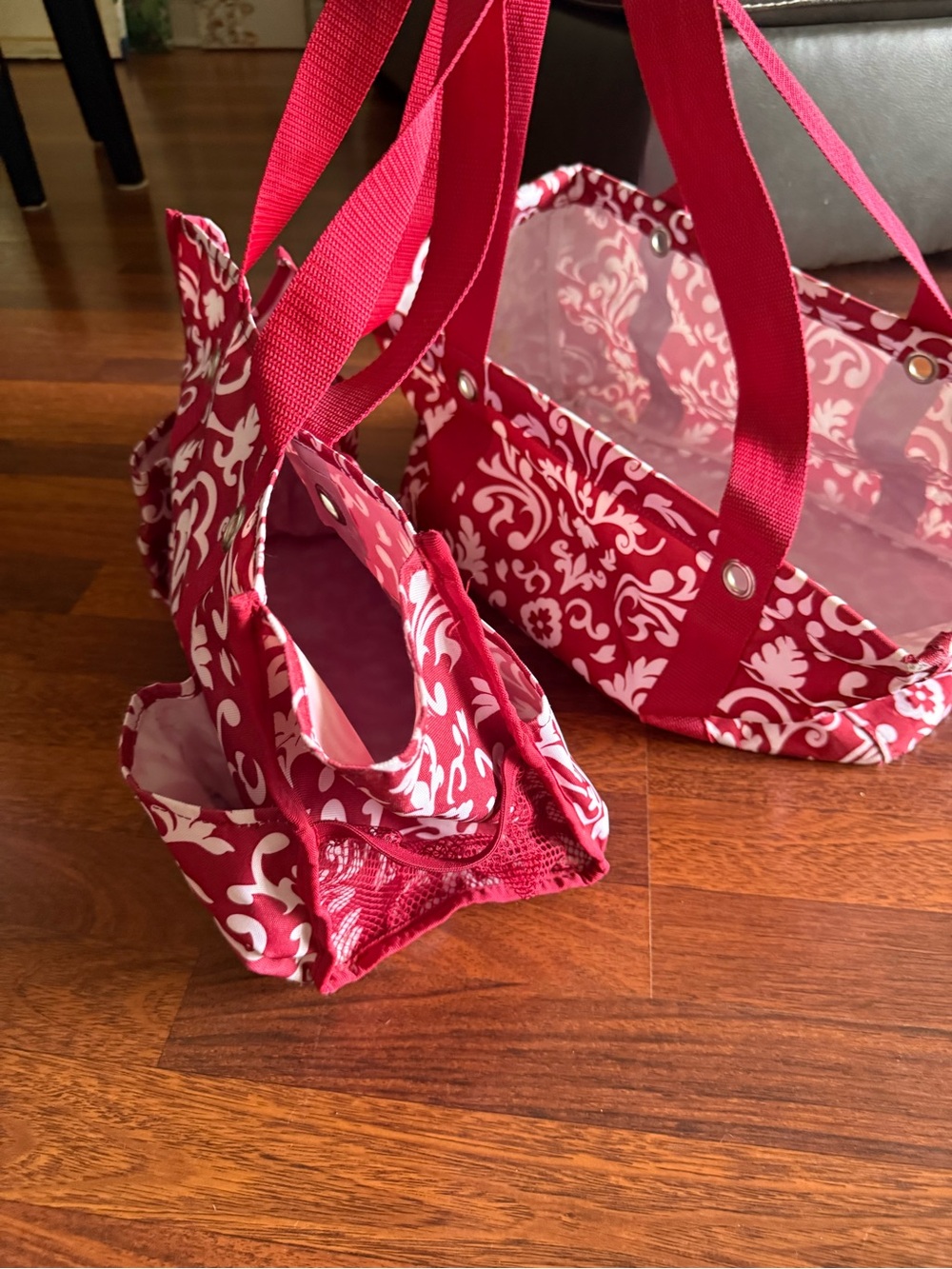 thirty-one Matching Organizing Utility Totes in Parisian Pop Red & White Paisley